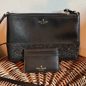 Like new! Kate Spade purse with card holder, black